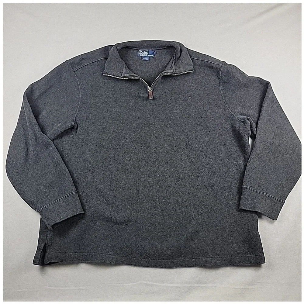 Polo‎ Ralph Lauren Quarter Zip Pullover Men's XL Gray Cotton Grandpa Golf Preppy